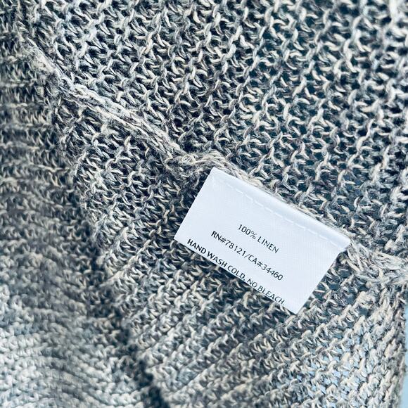 Eileen Fisher Linen Long Line Cardigan M Tan Duster Open Front Sweater Lagenlook - Picture 5 of 6